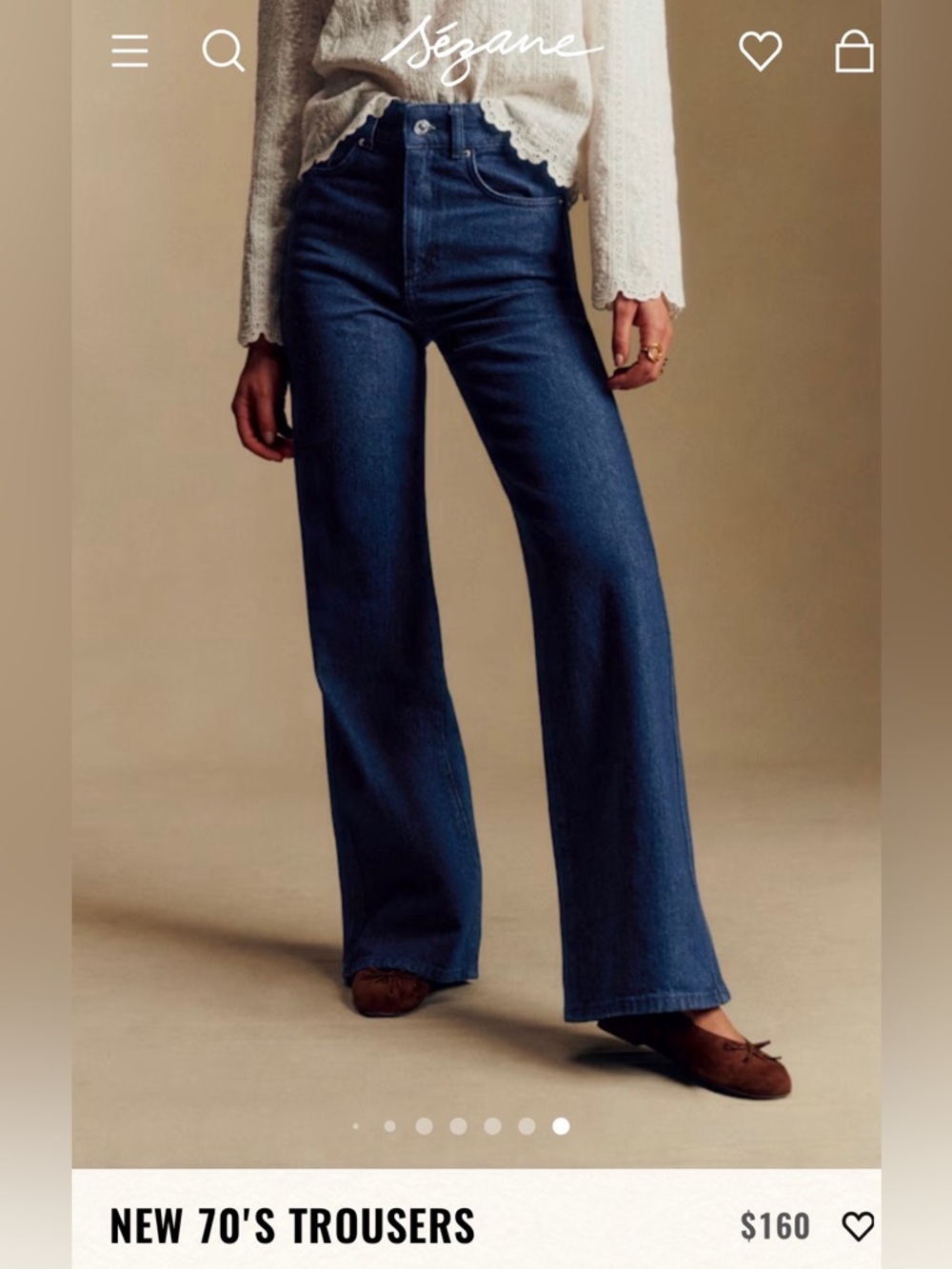 Sezane New 70's Jeans in Dark Blue
